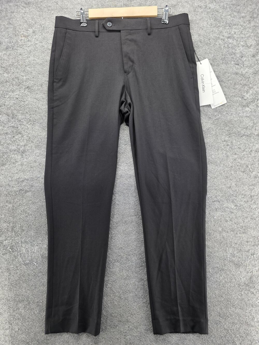 Calvin Klein Pants Mens 34x30 Black Skinny Fit Extra-Slim Stretch Dress